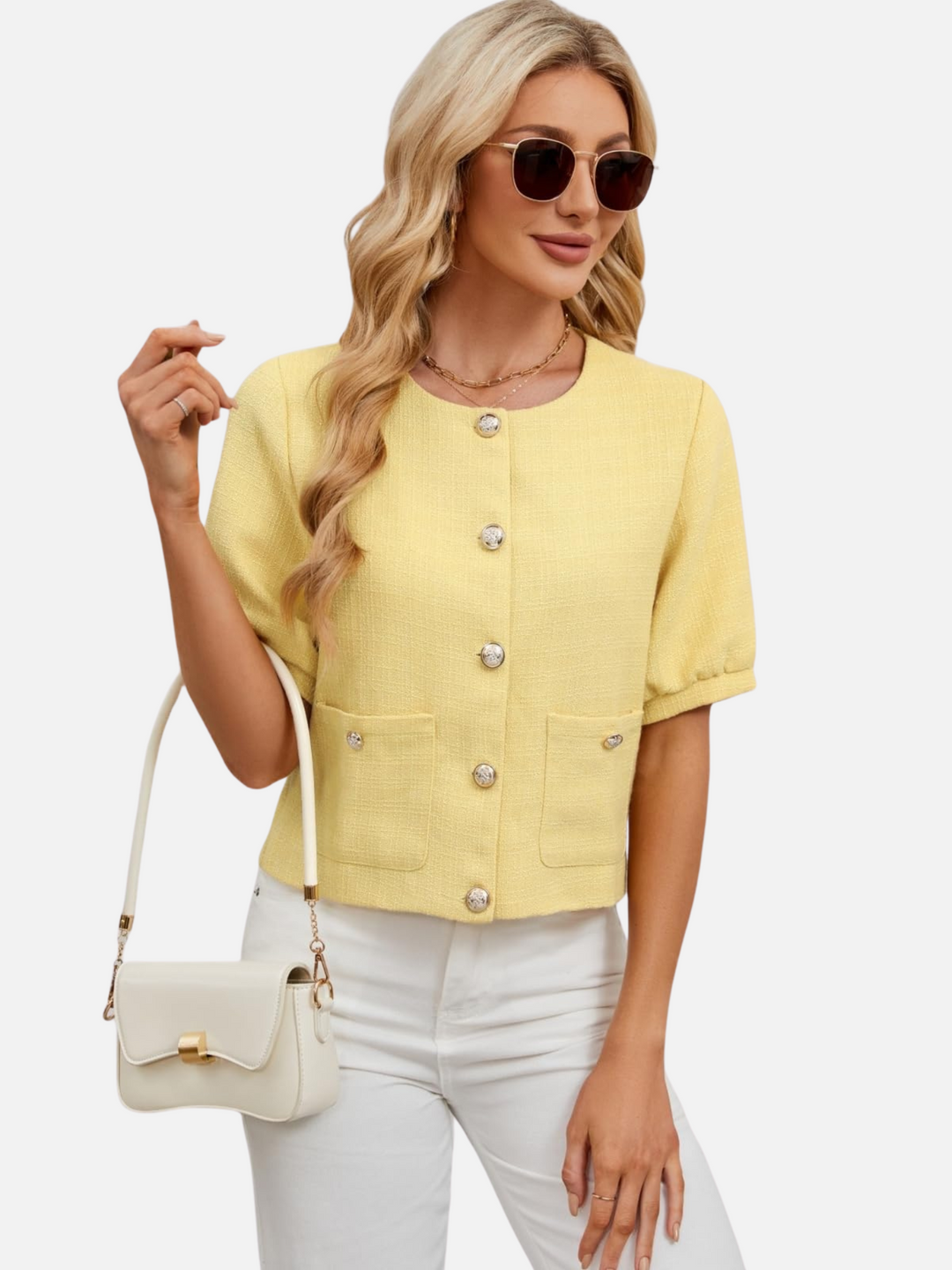Vivian | Cropped Tweed Blazer Jacket