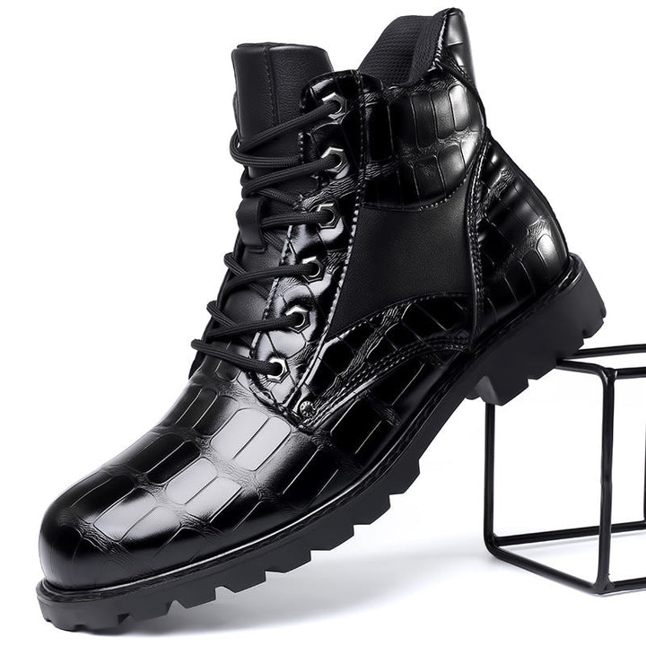Rendell | Lace-Up Crocodile Boots